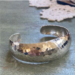 Hammered Sterling Silver 925 Cuff Bracelet